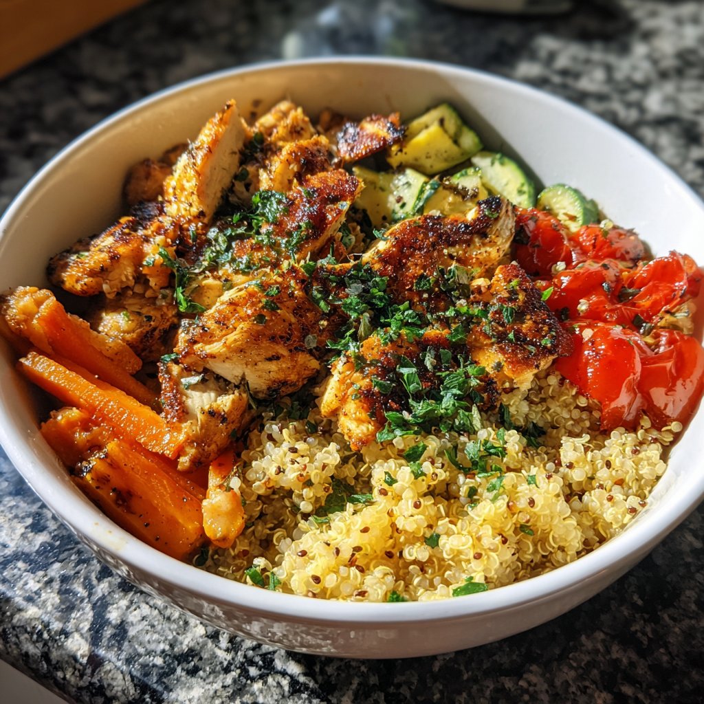 High Protein Chicken Quinoa Bowl